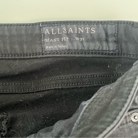 All Saints Jeans Women's 31 Black Mast Skinny Denim  Black Size 31x28 - Picture 9 of 10